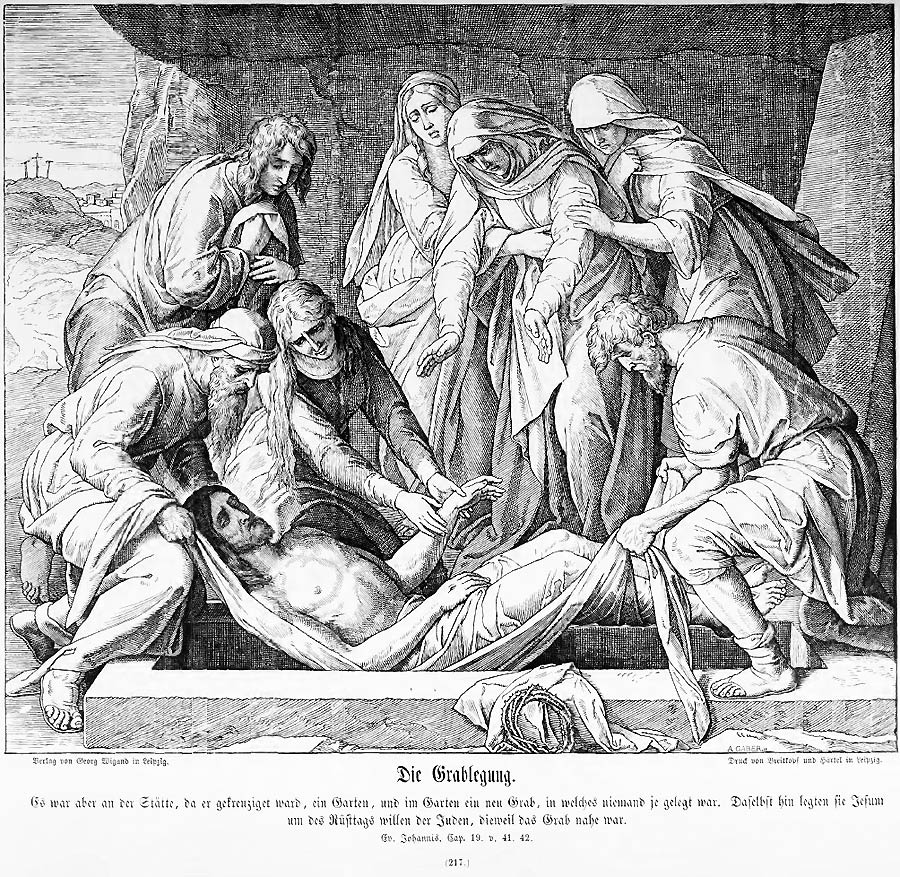 Klassische Darstellung der Grablegung Christi