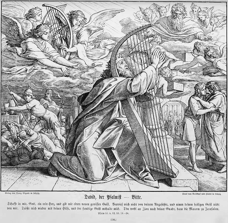 David als Bittsteller vor dem Herrn an der Harfe